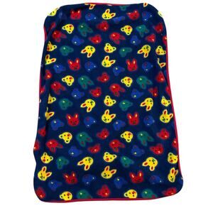 Vtg 1996 Gymboree Fleece Baby Blanket Bunnies & Bears Alpine Meadows Rainbow Tag